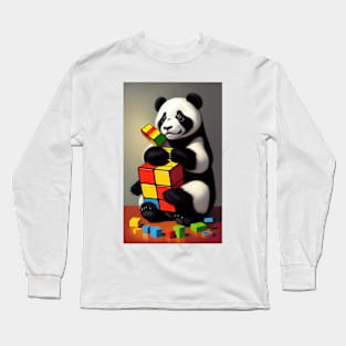 Panda Playing Rubik 11 Long Sleeve T-Shirt